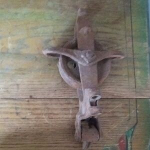 Antique Brown Iron Wall Hook with Rustic Patina